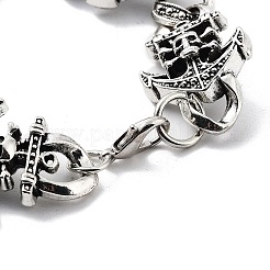 Retro-Armbänder mit Totenkopf-Anker-Gliederkette aus Legierung für Damen und Herren&nbsp;BJEW-L684-001AS