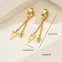 Pendientes de aro de acero inoxidable 201 con borlas triangulares y conos geométricos retro de moda&nbsp;JW1667