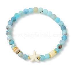 Ensemble de bracelets extensibles en agate naturelle patinée et turquoise synthétique pour femmes et hommes&nbsp;BJEW-JB13760-02