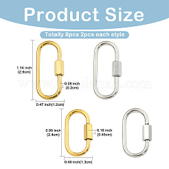 8 pièce 4 styles 304 mousqueton à vis en acier inoxydable avec breloques de verrouillage&nbsp;STAS-FS0002-40