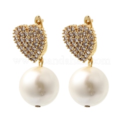 Orecchini a cerchio in ottone con micro pavé di zirconi chiari a cuore&nbsp;EJEW-H180-01B-G