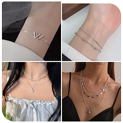 1 m di catene a maglie in argento sterling placcate rodio 925&nbsp;STER-BBC0007-95
