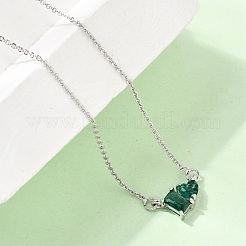 Collane con catena a maglie e ciondolo rettangolare e a cuore in ottone con pavé di zirconi cubici&nbsp;LS-KK-CBAB173-04P-09