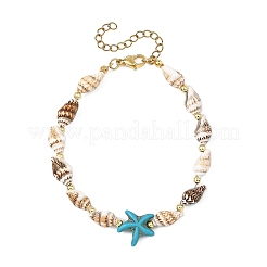 2 Armband aus natürlichen Muscheln und synthetischem Türkis für Damen&nbsp;BJEW-JB13838