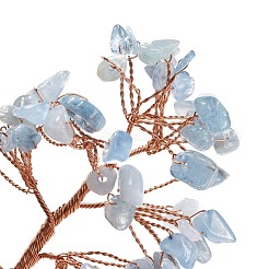 Natürliche Aquamarin-Chips und Achat-Sockel-Display-Dekorationen&nbsp;DJEW-A001-04H