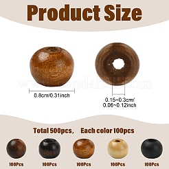 500 Stück 5 Farben Naturholzperlen&nbsp;WOOD-YW0001-97