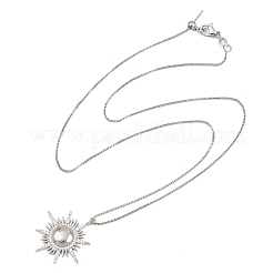 Colliers à pendentif soleil en laiton serti de micro-pavés de zirconiums cubiques transparents&nbsp;KK-CBA4547-05P