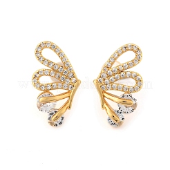 Latón micro pave aretes de circonita cúbica transparente&nbsp;EJEW-B131-04G