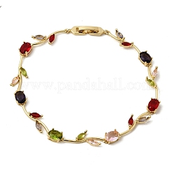 Bracciali a catena con maglie in ottone micro pavé di zirconi cubici per donna&nbsp;LS-BJEW-D455-01G-04