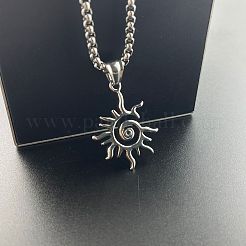 Spirale Sonne Flamme Anhänger Punk Halskette Vintage 304 Edelstahl Hohl Schmuck&nbsp;RM8476