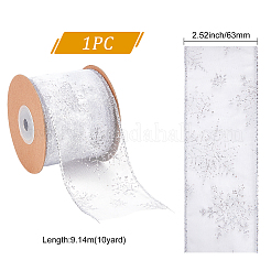 Ruban en mousseline de soie simple face transparent pour noël&nbsp;OCOR-WH0071-008A