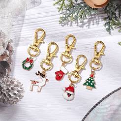 5 pendentif décoratif en alliage émaillé sur le thème de Noël&nbsp;HJEW-JM02274