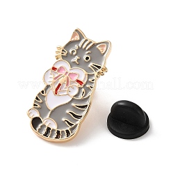 Katzenförmige Emaille-Anstecknadeln mit rosa Schleife&nbsp;AL-CBAC438-01G