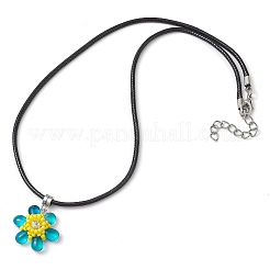 Collane con ciondolo a forma di fiore con perline di vetro e strass di vetro&nbsp;NJEW-MZ00078-05