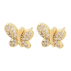Latón micro pave aretes de circonita cúbica transparente&nbsp;EJEW-F400-02A-G