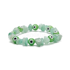 7 pz 7 stile naturale e sintetico misto chip di pietre preziose e lampwork malocchio braccialetti elastici impostati per le donne&nbsp;BJEW-JB08746