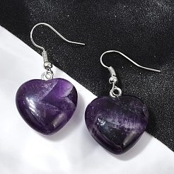 Natürlichen Amethyst Ohrringe&nbsp;EJEW-E218-06P