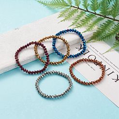 Bracelets extensibles avec perles en verre électrolytique&nbsp;BJEW-JB05794