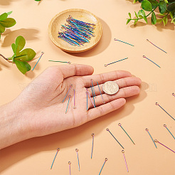 100 Stück 2 Stil Regenbogenfarben 304 Edelstahl Ösenstifte&nbsp;STAS-PJ0001-17