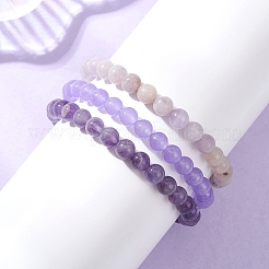Pulsera elástica redonda con cuentas de amatista natural&nbsp;BJEW-JB12835