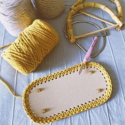 Pu-leder oval langer boden für strickbeutel&nbsp;FIND-WH0032-01C