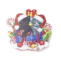 Décoration de pendentif en acrylique en forme de chat de noël&nbsp;HJEW-E007-01G-02