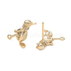 Accessoires de clous d'oreilles en laiton avec micro pavé zircone cubique&nbsp;CU-CBA068A-01G
