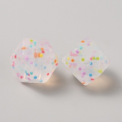 Ottagono con perline focali in silicone con motivo a pois&nbsp;SIL-WH0012-043A