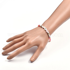 Bracelets élastiques faits à la main de perles heishi en pâte polymère&nbsp;BJEW-JB05307-01