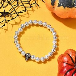 3 bracciale elastico da uomo con perline rotonde in pietra lavica naturale&nbsp;BJEW-JB12332