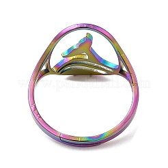 Ionenplattierung (IP) 304 Edelstahl Walschwanz verstellbarer Ring für Frauen&nbsp;RJEW-M149-01RC