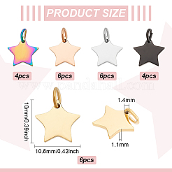 26 Stück 5 Farben 304 Edelstahl-Charms&nbsp;STAS-BC0003-76