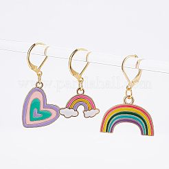 8 Stück 8 Stil Regenbogen & Wolke & Herz Emaille baumelnde Leverback Ohrringe für Frauen&nbsp;HJEW-NB0001-35