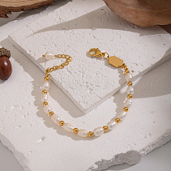 Armbänder aus natürlichen Süßwasserperlen und Edelstahlperlen für Damen&nbsp;XK1851