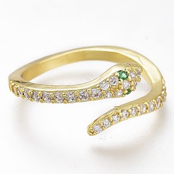 Verstellbare Messing Micro Pave Zirkonia Schlangenmanschettenringe&nbsp;ZIRC-I049-36