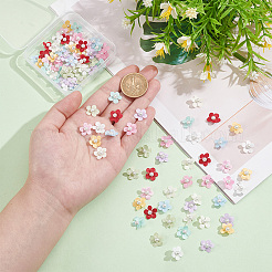 100 Stück 10 Farben Blumen-Polyester-Ornament-Zubehör&nbsp;DIY-FG0005-33