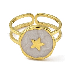 Anelli aperti in acciaio inossidabile 304 smaltati per donna&nbsp;RJEW-F166-44G-02