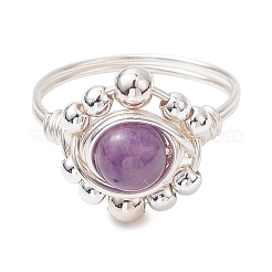 Runder natürlicher Lapislazuli & Amethyst & grüner Aventurin & Karneol Fingerring&nbsp;RJEW-TA00162