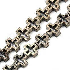 Fili di perle di roccia lavica naturale elettrodeposta&nbsp;G-K388-02G