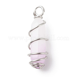 Pendentifs pointus à double borne en jade blanc violet naturel&nbsp;PALLOY-JF01686-06