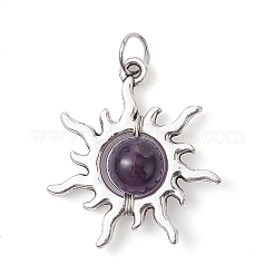 5 pendentif rond en pierre naturelle mélangée&nbsp;PALLOY-JF02473-S