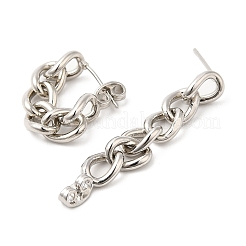 Orecchini a bottone con catena in ottone placcato a cremagliera da donna&nbsp;EJEW-Q770-15P