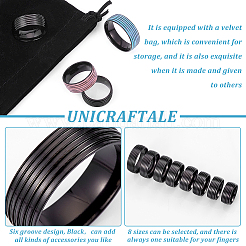 16 pieza de 8 tamaños de anillos de dedo ranurados de acero inoxidable 201&nbsp;STAS-UN0049-58