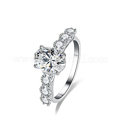 Rhodinierte 925 Sterling Silber Pavé 8.2x4.9mm Moissanit Fingerringe für Damen&nbsp;WGA4B84-01