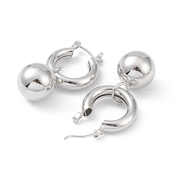 Creolen mit runden Kugeln aus Messing für Damen&nbsp;EJEW-G347-04P