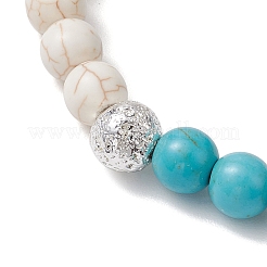 Braccialetti elasticizzati rotondi bicolore con perline turchesi sintetiche da 8 mm&nbsp;BJEW-JB10659