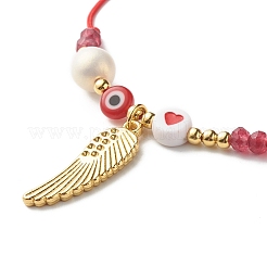 Pulsera de cuentas trenzadas de acrílico con corazón y mal de ojo para mujeres adolescentes&nbsp;BJEW-JB06997-02