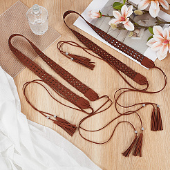 1 ceinture bohème en similicuir avec pompon et chaîne&nbsp;AJEW-CL0006-22