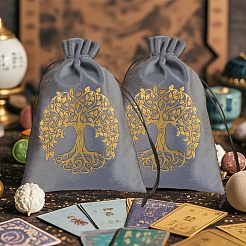 Rechteckige Tarot-Aufbewahrungsbeutel aus Samt mit Goldprägung und Kordelzug zur Wahrsagung&nbsp;ABAG-WH20001-25A