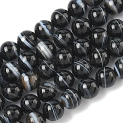 Natürliche schwarze gestreifte Achat- / Bandagatperlenstränge&nbsp;G-C267-C01-8mm